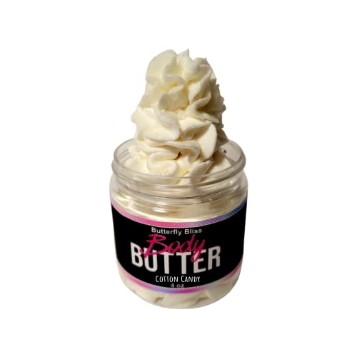 Cotton Candy Whipped Body Butter, natural lotion, organic, 4oz jar, made with shea butter, mango butter, coconut oil, almond oil