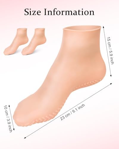 2 Pairs Silicone Socks for Dry Cracked Feet, XL Anti Slip Soft Moisturizing Socks Softening Feet, Ultra-high Stretch Pedicure Socks Foot Care After Pedicure