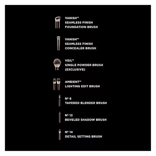 HOURGLASS Vegan Travel Brush Set - 7 Brushes for Eyes & Face, with Gift Box Packaging