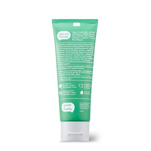 hello Super Fresh Fluoride Free Toothpaste, Toothpaste for Bad Breath, Helps Remove Surface Stains, Natural Spearmint, 3 Pack, 4.7 Oz Tubes