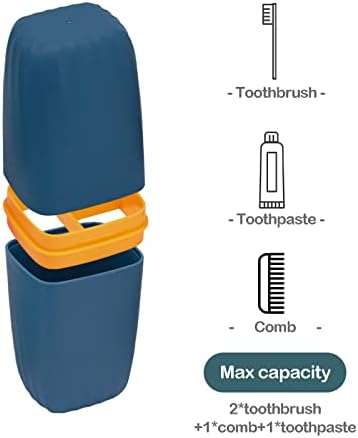 Jeopace Toothbrush Cup Toothbrush Holder with Cover Travel Boothbrush Holder Portable Toothbrush Case and Carrier for Bathroom School Business Trip(Blue)