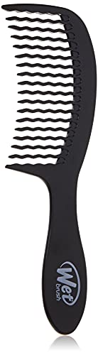 Wet Brush Detangling Comb, Black - Wide Tooth Hair Detangler with WaveTooth Design that Gently and Glides Through Tangles - Brush Throough Conditioner and Hair Masks - Gentle On Scalp and Pain-Free