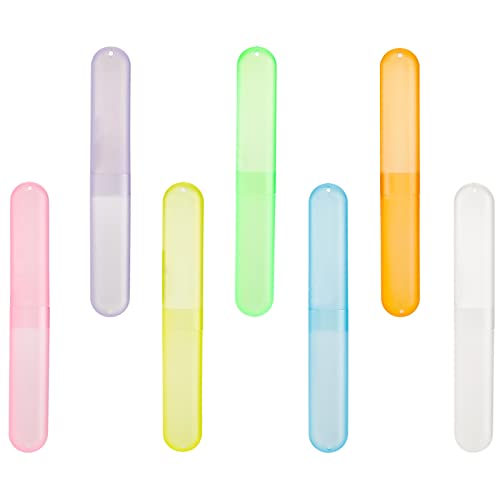 Hedume 35 Pieces Travel Toothbrush Case, 7 Colors Portable Plastic Dust-proof Breathable Toothbrush Holder for Travel, Camping, Home, School, Business