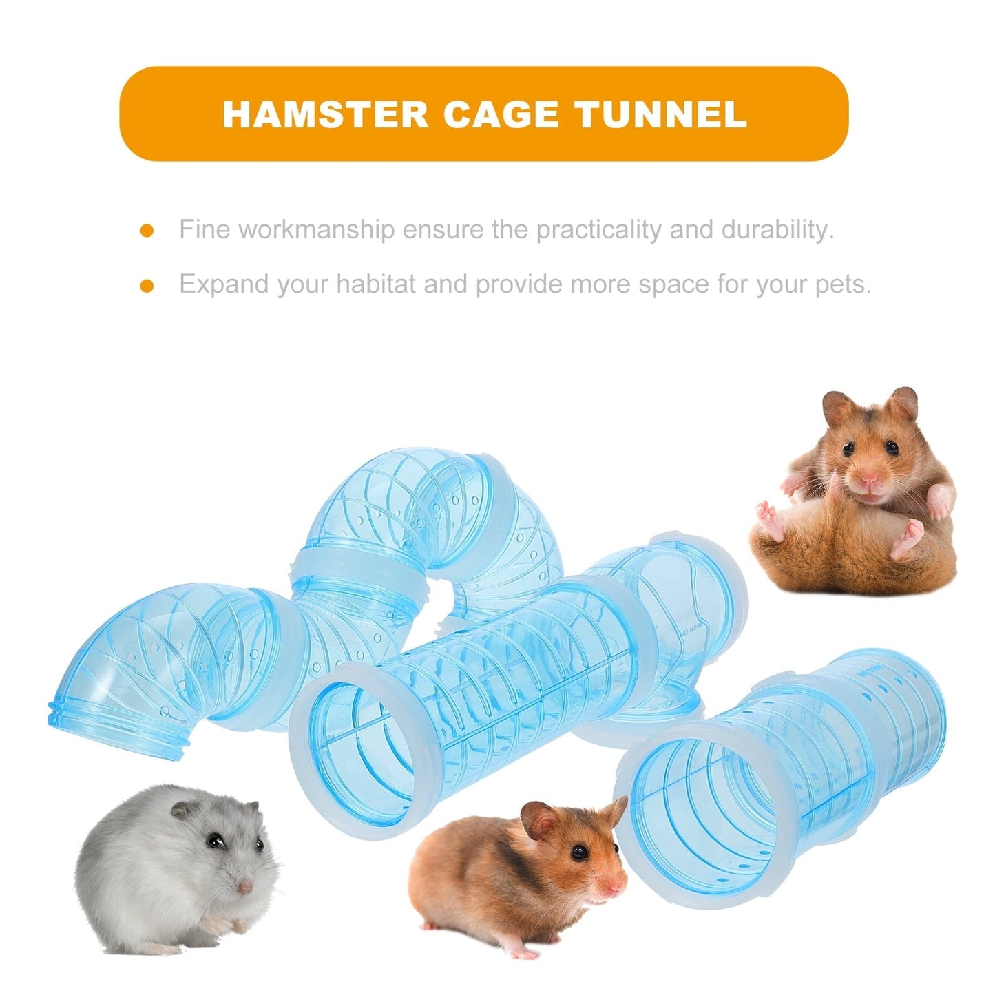 Blue Plastic Hamster Cage Tube for Pet Use DIY Tailored Tunnel Toy Expandable