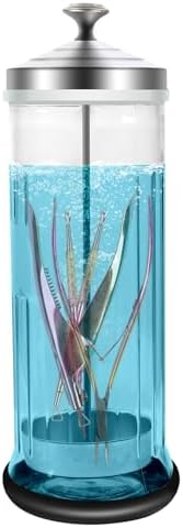 53 Oz Barbicide Disinfectant Jar with anti-slip pad, Disinfectant Jar Large for Nail Tools, Barber Shop&Spa Implements Barbicide Containers with Removable Straining Tray(1500ml)