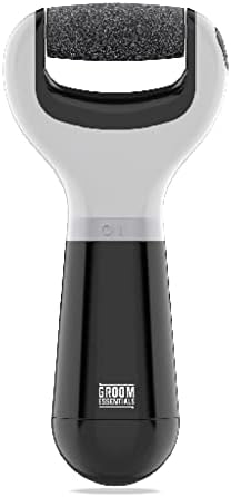 Groom Essentials Mens Callus Remover for Feet | Battery-Operated Electric Foot Callus Remover, Foot File | Pedicure Tools for Feet – 2 Spinning Pumice Heads for Cracked Skin | Pumice Stone for Feet