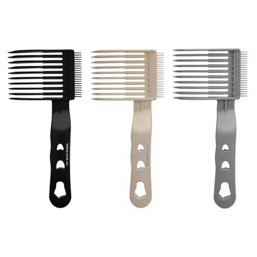 3Pcs Fade Comb Hair Fade Tool Hair Compatible with All Clippers Barber Accessories Fade Comb for Men(Black/White/Grey)
