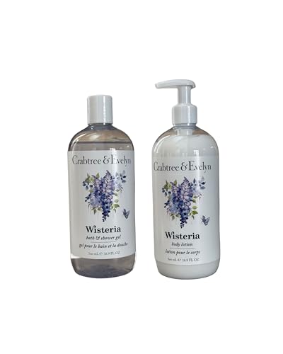 Crabtree & Evelyn Wisteria Bath Set Shower Gel and Body Lotion Duo (Duo, Wisteria)