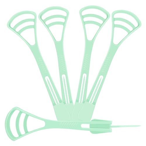 100 Counts Disposable Tongue Scraper with Dental Picks, Plastic Tongue Scrubber,BPA Free Tongue Cleaner Scrapers, Reduce Bad Breath and Fresh Breath(Green)