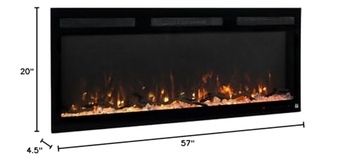 Touchstone Smart Electric Fireplace-The Fury 57" Wide- 4.5" Thin in Wall Recessed-100 Realistic Flame/Ember Bed Color Combos-1,500W Heater-Larger Viewing Area-Alexa/WiFi Enabled