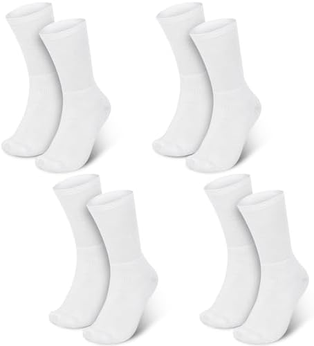 4 Pairs Cotton Soft Eczema Socks White Hydrating Moisturizing Therapy Cotton Socks Eczema Relief for Adult Wet Wrap Non Itch Soft Feet Treatment