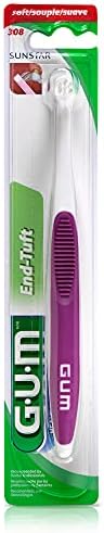 GUM End Tuft Toothbrush - Extra Small Head for Hard-to-Reach Areas - Implants, Back Teeth, and Wisdom Teeth - Soft Dental Brush for Adults, 1 Count(Pack of 6)
