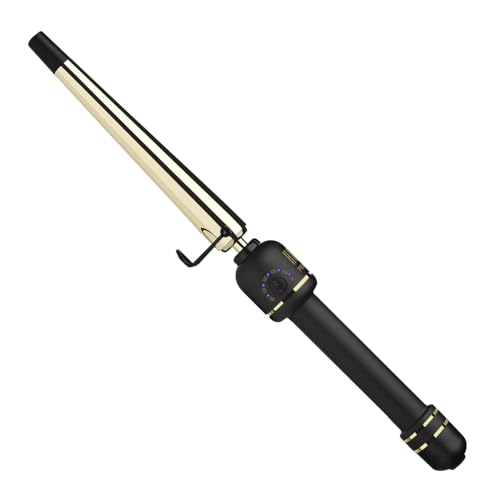 HOT TOOLS 24K Gold Extended Barrel Oval Tapered Curling Wand for Bouncy Curls | No Clamp for Quick and Easy Styling, Fan-Favorite 24K Gold Technology for Long-Lasting Results