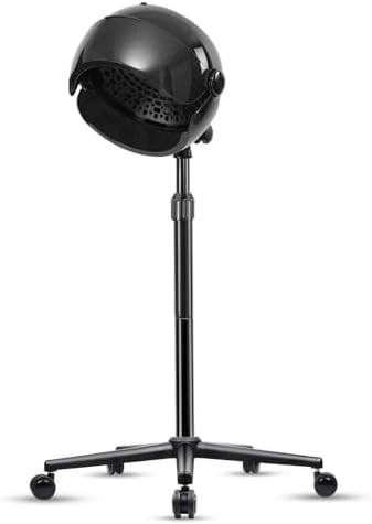 Hooded Hair Dryer, Stand Hair Dryer, Professional Hooded Dryer on Wheels with Digital Display, Touch Controls and 3 Temperature Settings for Salon and Home Use - Black