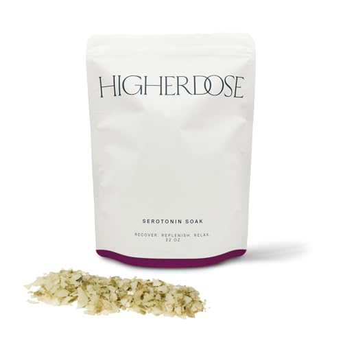 HigherDOSE Serotonin SOAK - Potent Magnesium Flakes with Stress Relief Essential Oils & Apple Cider Vinegar - Relaxing Bath Salts to Maintain Serotonin Levels and Muscle & Nerve Relief (32 Ounce)