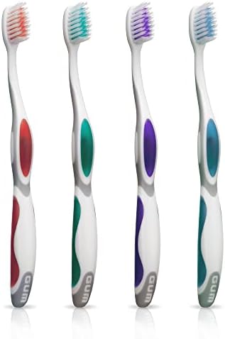 GUM Summit+ Soft Toothbrush, Ultra Fine Tapered Bristles for More Effective Plaque Removal, Extra Soft Toothbrushes for Adults, 12 Count