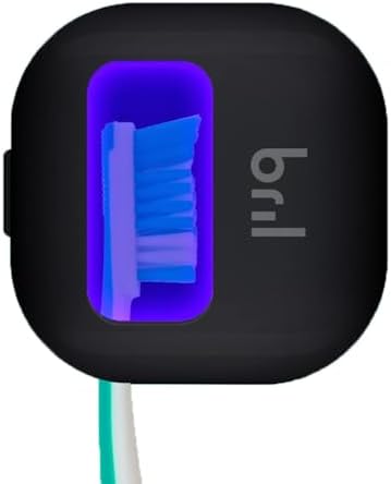Bril UV-C Toothbrush Sanitizer and Holder, Portable Cleaner, Travel Cover, Magnetic Holder, and Rechargeable Case for Any Size Toothbrush, Black