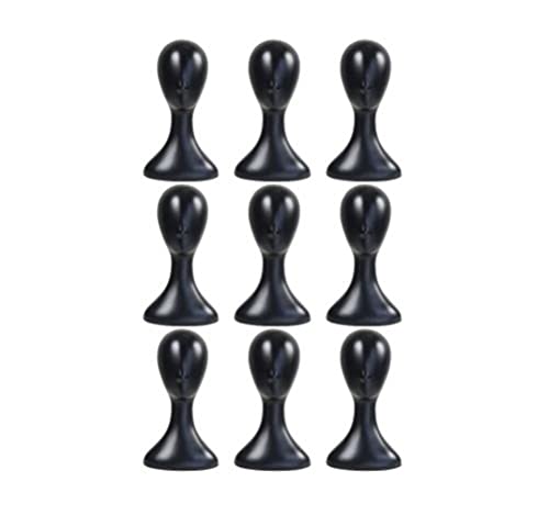 16 Inch Studio Limited Professional Plastic Mannequin Head Durable Women Model Wig Head Stand Torso Styling Making Display Holder with Jack for Wigs, Hat, Mask, Headdress, Necklace (Black, 9 Pack)