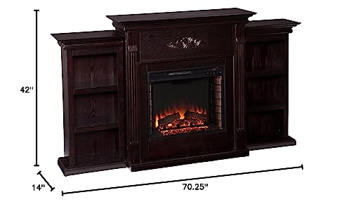 SEI Furniture Tennyson Bookcases Electric Fireplace, Espresso