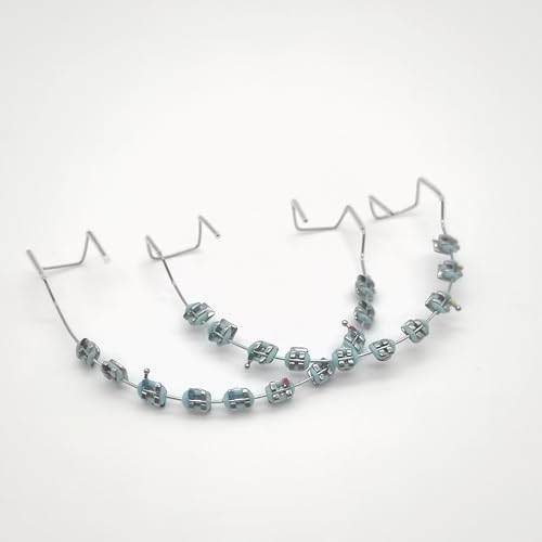 2 Pcs Temporary Tooth Decoration with Metal Wires Bracket Orthodontic Ligature Ties, Fashionable Colorful Fake Braces for Orthodontists Help Patients Understand Their Treatment (Blue)