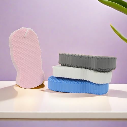 4pcs Exfoliating Bath Sponges, Body Exfoliating Scrubber,Soft Bath Shower Sponge for Removing Dead Skin(Pink&Blue&White &Gray)