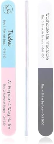 4 Way Finger Nail File and Buffer, Emery Boards for Natural Nails, 4 Fingernail Files in 1, Professional Filer Board and Shiners, 7 Inches Long, Salon Supplies Buffers Shine Kit, 12 Pack