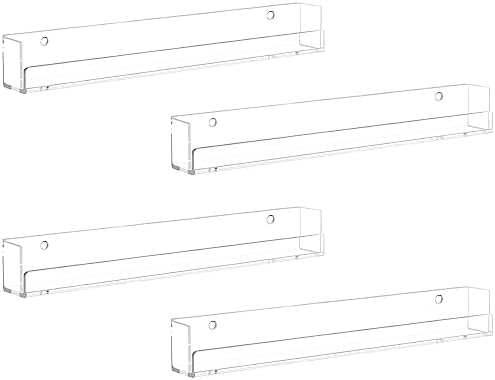 4 Pack Nail Polish Rack Wall Mounted Shelf, Clear Acrylic Nail Polish Organizer Display,Clear Nail Polish Wall Rack Nail Supplies for Nail Techs