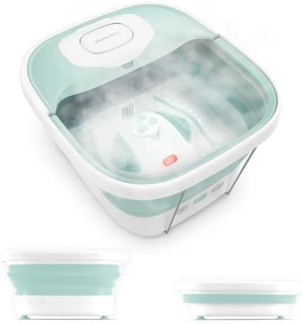 Homedics Smart Space Elite Footbath with Heat Boost, Collapsible, Invigorating Bubble Massage, 3 Pedicure Attachments, Safe to Use Bath Salts, Patented Safety-Lock System, Ergonomic