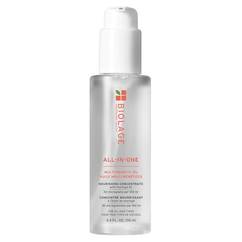 Biolage All-In-One Multi-Benefit Styling Oil - Detangles, Nourishes & Smoothes, For All Hair Types, With Moringa Oil, Vegan