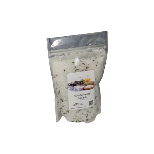 Herbal (Botanical) Bath Salts | 1lb Bag (16 oz.) | Choose Scent | Botanicals | Sea Salt | Bathing | Body Care | Beauty | Relaxation | Spa | Pedicure | Manicure | All Natural (Lavender)