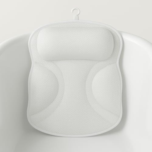 2025 Upgraded Bath Pillows for Tub, Extra Thick Double-Ring Back Support, Enhanced Quick-Dry Fabric, Luxury Bathtub Pillow for Head, Neck & Back, Non-Slip Spa Cushion, Ideal Gift for Relaxation