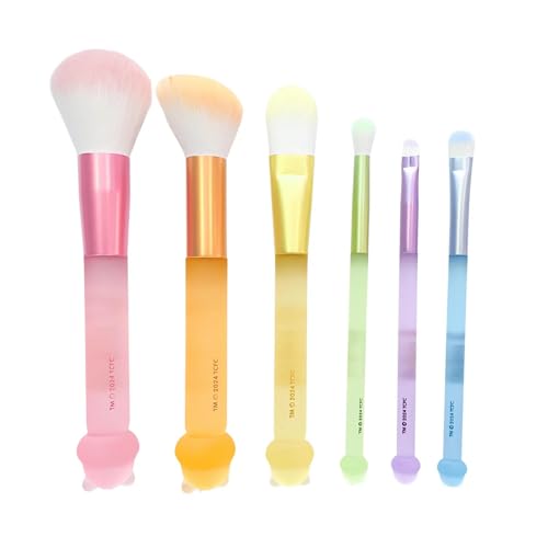 Impressions Vanity Care Bears 6 PCs Multi Colors Frosted Makeup Brush Set with Translucent Handles, Super Soft Bristles Makeup Brushes for Foundation, Face Powder, Eye Shadow and Liner Application