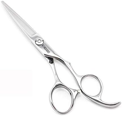 5.5" Barber Hair scissors Professional Hair Cutting Shears 440C Hair Cutting Scissors Shears Haircut Scissors Silvery Convex Blades KINSARO for Hairdresser Barber or Home Use