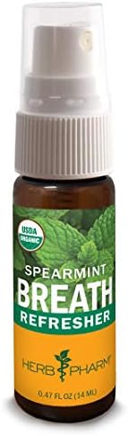 Herb Pharm Breath Refresher Certified Organic Herbal Fresh Breath Spray with Spearmint Essential Oil - 1/2 Ounce