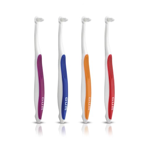 GUM End Tuft Toothbrush - Extra Small Head for Hard-to-Reach Areas - Implants, Back Teeth, and Wisdom Teeth - Soft Dental Brush for Adults (6pk)