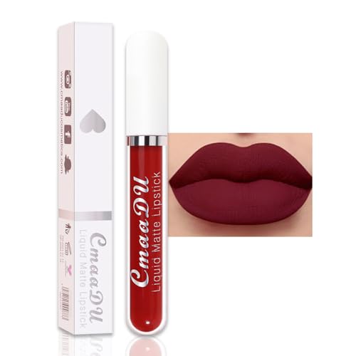 evpct 1Pcs Wine Red Liquid Matte Lipstick Lipgloss Set for Women, labiales mate 24 horas originales matte larga duracion 24 Hour Lipstick Lip Stains Long Lasting Waterproof 24, 17#