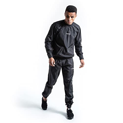 BOXRAW Hagler Professional Sauna Suit 1.0 Top & Bottoms Non Rip Sweat Suit Boxing MMA Training Gym (Charcoal - M)