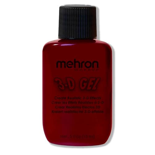 Mehron Makeup 3-D Gel | Gelatin Special Effects Makeup | Halloween FX & Scarring Gel | Fake Skin for Stage, Screen, Theater, Cosplay, and Halloween (.5 oz) (Blood Red)