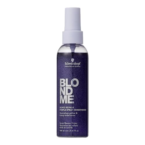 BlondMe Bond Repair Purple Spray Conditioner for Blonde Hair | Neutralize Yellow & Brassy Tones | Strengthen, Repair, & Prevent Breakage | For Moisturized, Healthy-Looking Cool-Toned Blondes, 5 Fl Oz