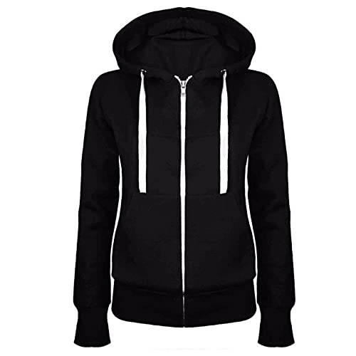 BOXIACEY Fleece Hoodie Women Zip Up Drawstring Jacket Long Sleeve Lightweight Hoodie Casual Hooded Jacket with Pockets