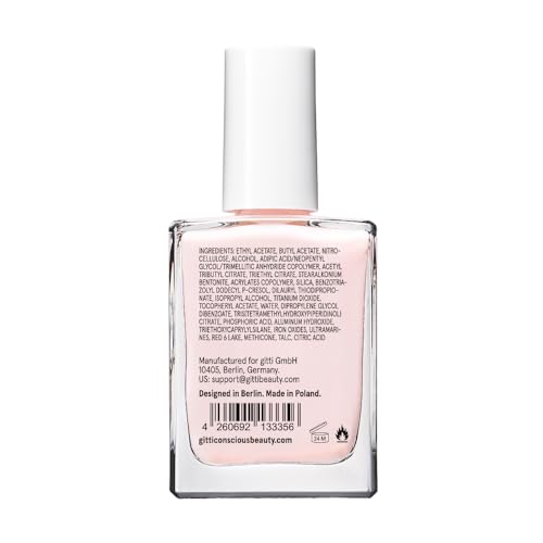gitti Plant-based Nail Polish I Non-Toxic, 30-Free, Based On Natural Origin Ingredients, Cruelty-Free, Vegan, High Performance Colors, Glossy Finish, Shade no. 114 Pink Sheen (0.5 fl oz)