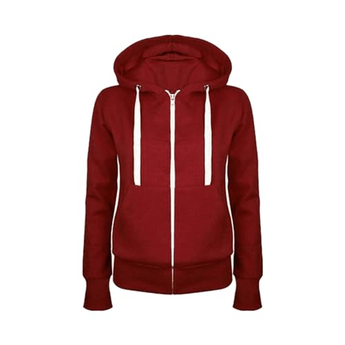 BOXIACEY Fleece Hoodie Women Zip Up Drawstring Jacket Long Sleeve Lightweight Hoodie Casual Hooded Jacket with Pockets