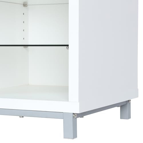 Ameriwood Home Lumina Fireplace TV Stand for TVs up to 70 Inch, Replaceable Electric Fireplace Insert Heater, Remote Control, Timer, Color Changing LED Lights, Crystal Ember Flames, White