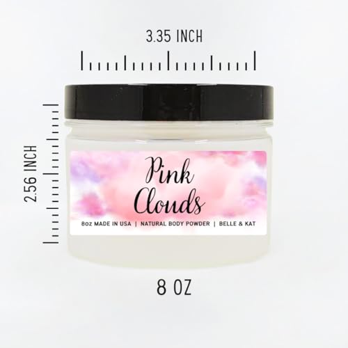 Body Powder for Men & Women Scented Pink Clouds, Perfume Dusting Powder, Bath Powder with Fragrance & Essential Oils, Talc Free 8oz Container, Made in USA