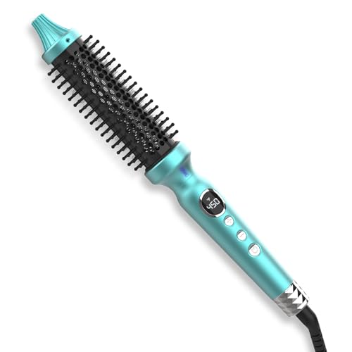 1 1/4 Inch Thermal Brush Negative Ion Heated Round Brush Dual Voltage 12 Temperature Settings Curling Hairbrush for Bangs Medium Shoulder Hair (1.25 Inch Barrel 1.85 Inch Bristles)