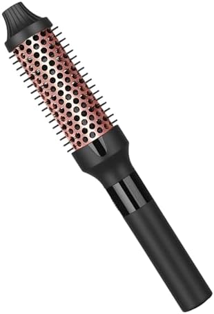 hopopower 1.25/1.5 Inch Curling Iron Brush Ceramic Double PTC Heated Round Hair Curling Comb, Tourmaline Ionic Hot Hair Curler Thermal Brush Blowout Dual Voltage for Traveling (1.25inch)