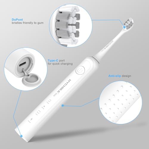 240 Days Battery Life Rechargeable Electric Toothbrush for Adults,with 2500mAH Large Capacity, 8 Pack Replacement Brushheads,3 Classic Modes,2 Min Smart Timer Battery Toothbrush,White