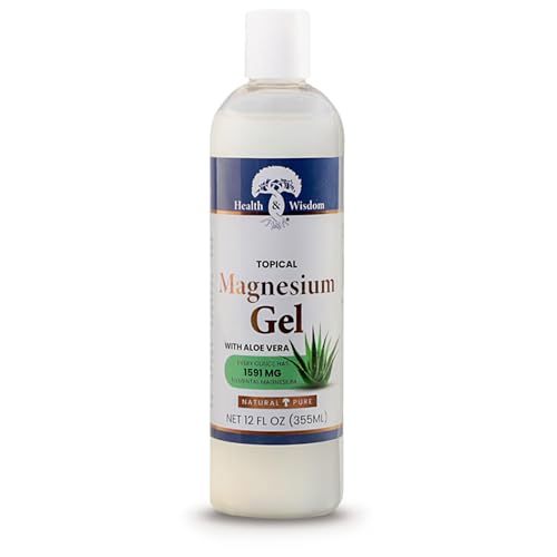 Health and Wisdom Topical Magnesium Gel with Aloe Vera - Magnesium Gel Topical for Muscles, All Natural Topical Magnesium Chloride Gel - 12 Fl Oz