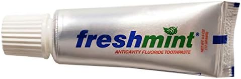 144 Tubes of Freshmint 0.6 oz. Anticavity Fluoride Toothpaste, Metallic Tube, Tubes do not have Individual Boxes for Extra Savings, Travel Size