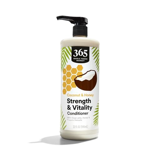365 by Whole Foods Market, Strength & Vitality Conditioner with Royal Jelly, Honey & Propolis Extracts, Coconut & Honey Scent, 32 Fl Oz